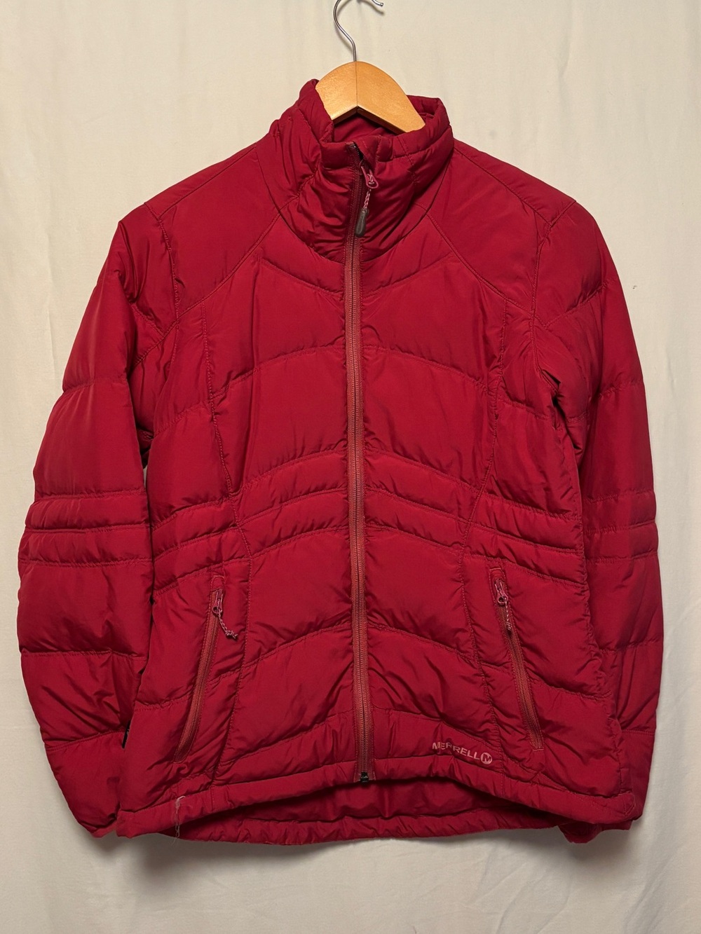 Red Merrell lightweight quilted puffer zip up jacket